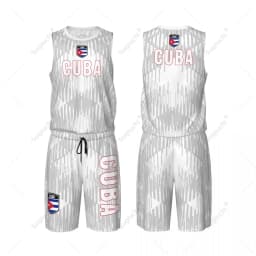Men Cuba Flag Basketball Jersey Set Mesh Shirt & Pants Sleeveless