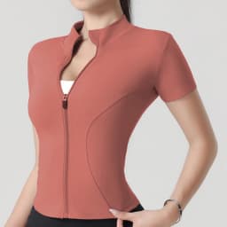 Woman Yoga Jacket High Elastic Yoga Short Sleeve Coat Stand Collar Tight Sports Coat Naked Fitness Short Sleeve Female