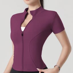 Woman Yoga Jacket High Elastic Yoga Short Sleeve Coat Stand Collar Tight Sports Coat Naked Fitness Short Sleeve Female
