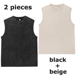 Vintage Acid Wash Cotton Tank Tops for Men Women Gym Workout Bodybuilding Sports Vest Summer Casual Sleeveless Tees Tops