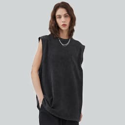 Vintage Acid Wash Cotton Tank Tops for Men Women Gym Workout Bodybuilding Sports Vest Summer Casual Sleeveless Tees Tops