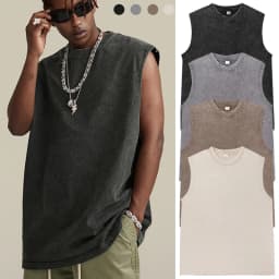 Vintage Acid Wash Cotton Tank Tops for Men Women Gym Workout Bodybuilding Sports Vest Summer Casual Sleeveless Tees Tops