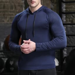 Men Outdoor Sports Hoodies Quick Dry Fit Long Sleeve Tops with Hood Male Running Activewear Casual Quick Dry Sweatshirts