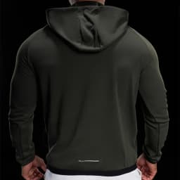Men Zip Standing Collar Hoodies Top Stretch Slim Long Sleeve Running Fitness Jacket Gym Jogging Tee Bodybuilding Training Shirts