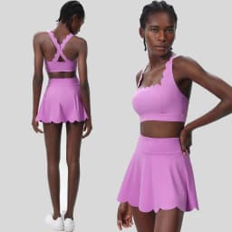 Women Summer Tennis Clothes Solid Color Outdoor Gym Running Suit Breathable Quick Dry Workout Short Sportswear Female Yoga Set