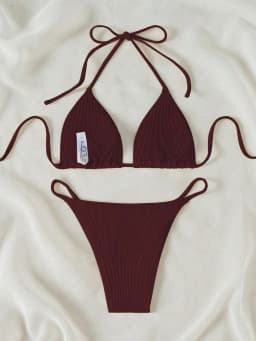 Summer wine red sexy bikini outerwear set suitable for women to take photos at the seaside hot spring