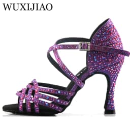 Wuxi Women's Purple Latin Dance Shoes New Dance Shoes Unique Design Salsa Shoes Diamond Sandals
