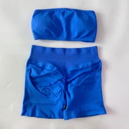Pericic 2 Pieces Yoga Set Women Backless Bandeau Sports Bra Scrunch Shorts Yoga Clothing Workout Clothes Outfits Sets Gym Set