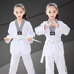 New Pattern Men's and Women's Taekwondo Clothing Long Sleeves Pure Cotton Taekwondo Clothing Training Clothing Wear-resistant