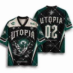 Utopia All‑Seeing Eye Mystic Print V‑Neck T‑Shirt Dark Occult Psychedelic Short Sleeve Loose Streetwear Sport Tee