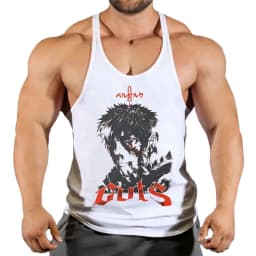 Berserk Graphic Cotton Tank Top for Men Summer Sleeveless Y-Back Vest Gym Muscle Training Athletic Workout Undershirt Activewear