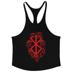 Berserk Graphic Cotton Tank Top for Men Summer Sleeveless Y-Back Vest Gym Muscle Training Athletic Workout Undershirt Activewear