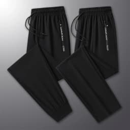Summer New High Quality Ice Silk Pants For Men's Feet Tie Sports Elastic Quick Drying Sweat-absorbing Straight Leg Pants 2PCS