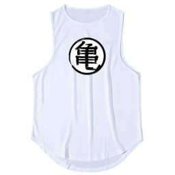 Japanese Anime Turtle Script Printed Summer Fitness Sports Tank Tops Men Gym Clothing Workout Sleeveles Shirt Loose Running Vest