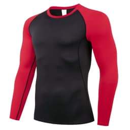 Men's Compression Fitness Top, Quick-Dry Sweat-Wicking Long Sleeve Casual Sport Base Layer, Durable Color Block Pullover Top Fit