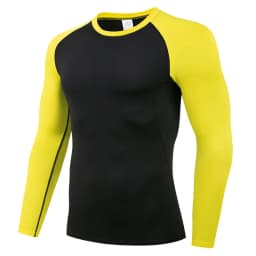 Men's Compression Fitness Top, Quick-Dry Sweat-Wicking Long Sleeve Casual Sport Base Layer, Durable Color Block Pullover Top Fit
