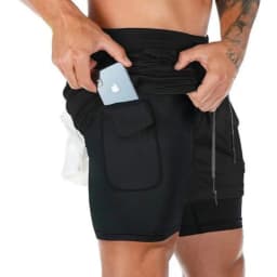 Men's 2-in-1 Shorts Training Fitness Phone Pocket Y2k Summer Breathable Double-layer Quick-dry Workout Jogging Gym Sportswear