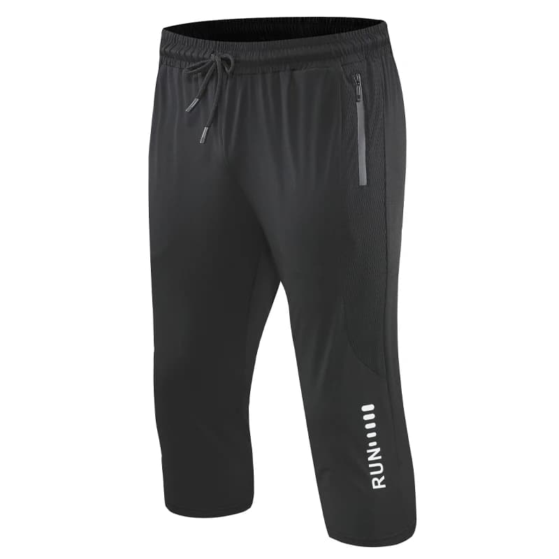 3/4 Pants Compression Spandex Runnining Quick Dry Gym 7 Points Pant Zipper Pockets Joggings Sweatpant Training Cropped Pants