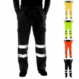 Men's Reflective Warm Fleece Casual Running Pants High Visibility Work Safety Winter Hiking Trousers Bottoms Thick Trekking Ski