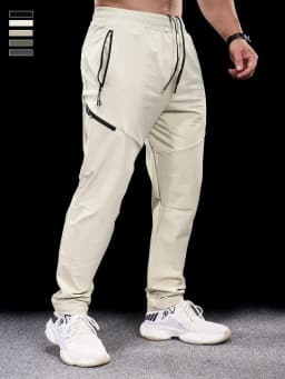 New Autumn Winter Men Quick-drying Sports Casual Trousers Gym Fitness Running Training Clothes Micro-elastic Zipper Pocket Pants
