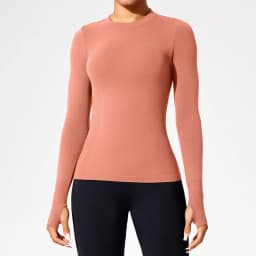 Women's Seamless Workout Top Long Sleeve, Slim Fit Running Shirt, Tummy Control Yoga Fitness Tee