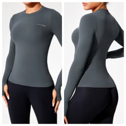 Women's Seamless Workout Top Long Sleeve, Slim Fit Running Shirt, Tummy Control Yoga Fitness Tee
