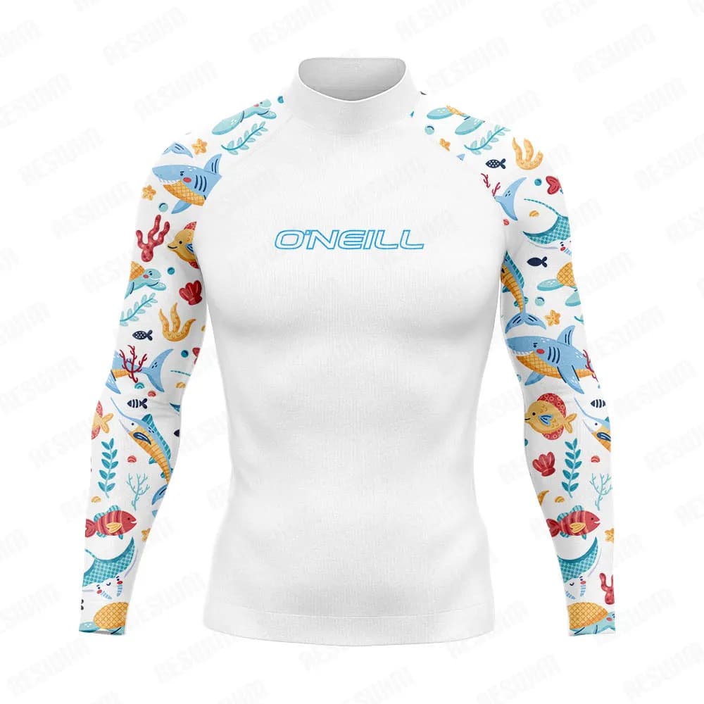 New Men's Surf Swimsuit Rash Guards Long Sleeve Surfing T-Shirt UPF 50+ Swimwear Quick Dry Beach Water Sports Swimming Clothes