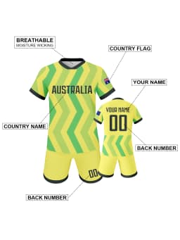 Custom Australia Soccer Kit Personalized Football Set with Name Number Breathable Team Training Uniform for Kids Youth