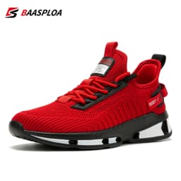 Baasploa Men Running Shoes Brand Mesh Breathable Casual Sneakers Male Lace-Up Comfort Lightweight Sport Shoes Non-Slip Outdoor