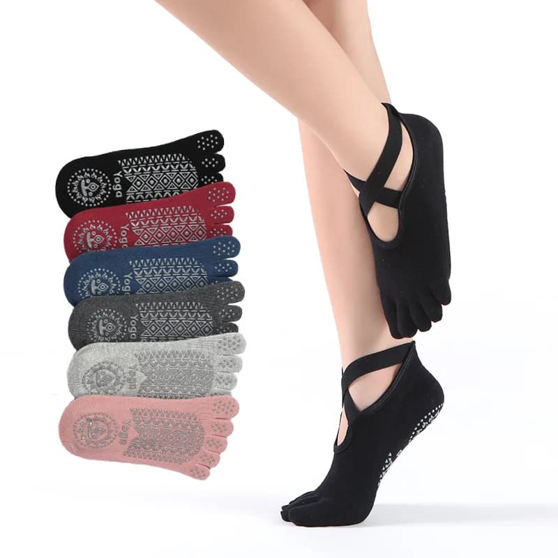 Yoga Socks for Women Anti Slip Five Toe Ladies Pilates Socks Ballet Heel Protector Professiona Sports Dance Socks