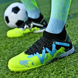 Men TF Turf Soccer Shoes, Breathable PU Upper Anti-slip Rubber Cleats, Adult Football Sneakers for Artificial Grass Training