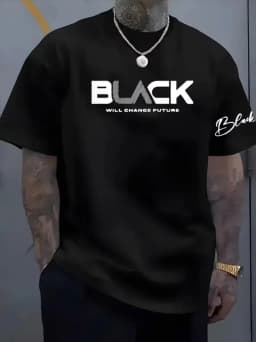 Men Quick Dry Breathable Sports T Shirt Front & Sleeve BLACK Letter Print Lightweight Crew Neck Summer Gym Daily Casual Tees