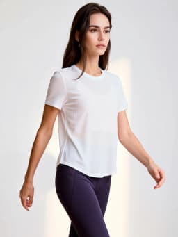 Women's Lightweight Yoga T-Shirt, Sheer Short Sleeve Workout Top with Crossover Open Back for Gym Pilates Fitness