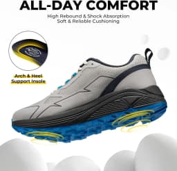 FitVille Trail Running Shoes for Men Wide Toe Box Walking Shoes Comfortable Non-Slip Sports Sneakers for Flat Feet Relief Pain