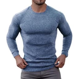 Running Long Sleeve Plain Gym T-Shirts Mens Fitness Slim Fit Sports Strips Shirts Knitted Breathable Quick Dry Autumn Clothing