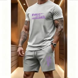 Summer Men's Casual Two-piece Set Round-neck Short-sleeved T-shirt and Sports Shorts for Outdoor Activities