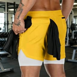 2026 Summer Sports Shorts 2-in-1 quick-dry multi-pocket Running Shorts men ventilation sweatpants Fitness double-deck men Shorts