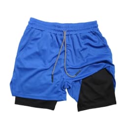 Men's Double Layer Fitness Shorts 2 in 1 Men Fitness Gym Training Sports Shorts Quick Dry Workout Jogging Double Deck Summer