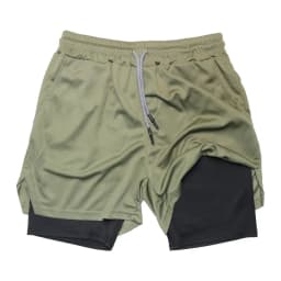 Men's Double Layer Fitness Shorts 2 in 1 Men Fitness Gym Training Sports Shorts Quick Dry Workout Jogging Double Deck Summer