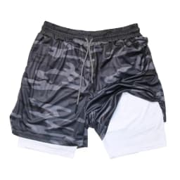 Men's Double Layer Fitness Shorts 2 in 1 Men Fitness Gym Training Sports Shorts Quick Dry Workout Jogging Double Deck Summer