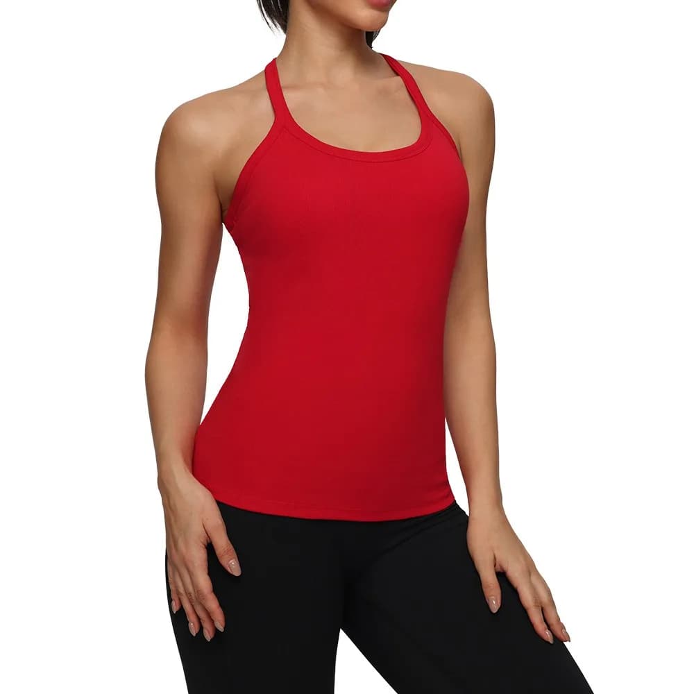 Women's Fitness Sports Yoga Vest Gym Running Training Sleeveless Vest Built-in Bra Yoga Tank Top Pilates Workout Sports Vest