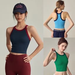 Women's Color Block Sports Bra & Yoga Tank Top Set, Shockproof Support for Running & Training, Stylish Outer-Wear Active Top