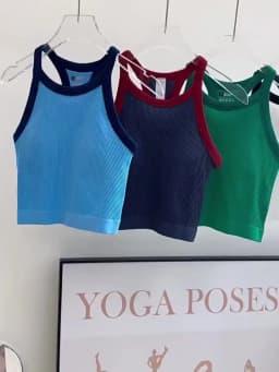 Women's Color Block Sports Bra & Yoga Tank Top Set, Shockproof Support for Running & Training, Stylish Outer-Wear Active Top