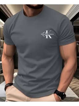 2026 Summer Men's Fashion Casual Streetwear Sport Sweat-Wicking Breathable Printed Crew Neck Short Sleeve T-Shirt