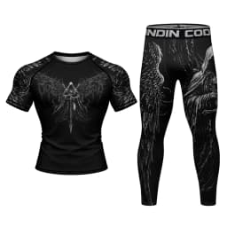 No Gi Bjj Rash Guard MMA T-shirt+Short Sets Jiu Jitsu Rashguard For Men Grappling Muay Thai Training Boxing Jereys Sportswear