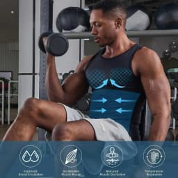 Men's Compression Tank Top Vest, Slimming Body Shaper Undershirt, Abs Abdomen Chest Control Workout Shapewear for Daily Fitness
