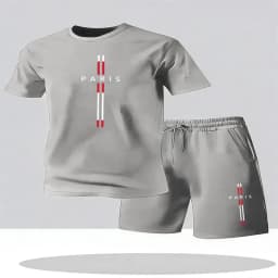 2026 Men's Set New Fashion Sports Set Men's Sports Shirt Set Men's Round Neck Short Sleeve Shorts Sports Set 2-piece Set