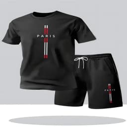2026 Men's Set New Fashion Sports Set Men's Sports Shirt Set Men's Round Neck Short Sleeve Shorts Sports Set 2-piece Set