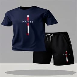 2026 Men's Set New Fashion Sports Set Men's Sports Shirt Set Men's Round Neck Short Sleeve Shorts Sports Set 2-piece Set