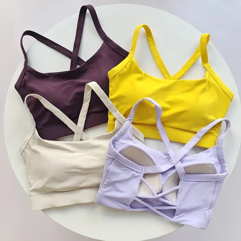 Women's Crisscross Racerback Sports Bra - Built-in Cups, High Support, Moisture-Wicking for Yoga Pilates Fitness Training